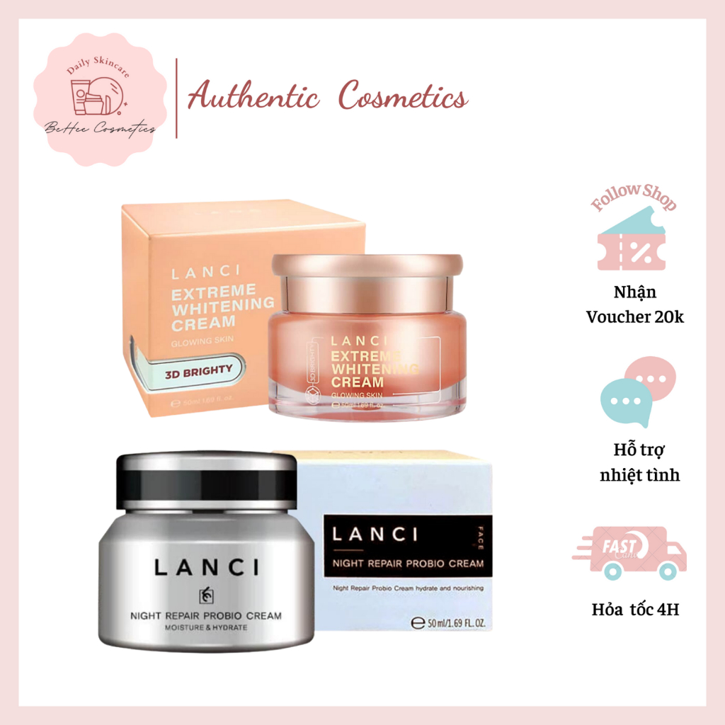 Kem Dưỡng Trắng Da Ban Đêm và 3D Brighty Lanci 50ml