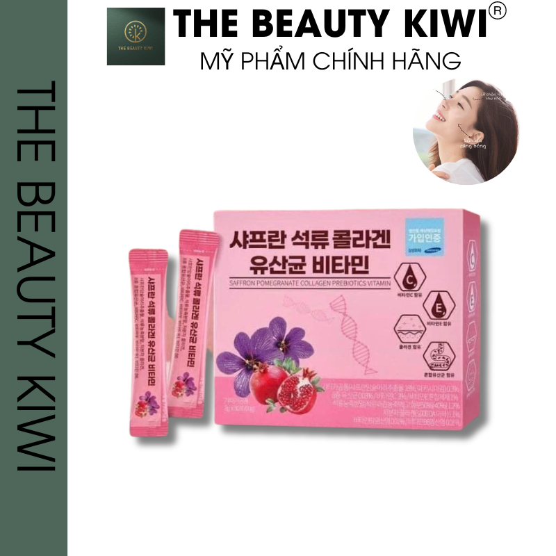 Collagen Lựu Đỏ Nhụy Hoa Nghệ Tây Hàn Quốc 30 Gói Chính Hãng
