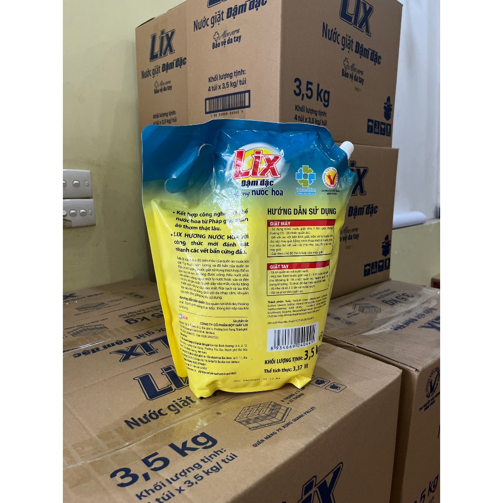 Combo 2 Túi nước giặt Lix đậm dặc hương nước hoa 3.5Kg bảo vệ da tay sạch thơm như mới - 2C-NGH07