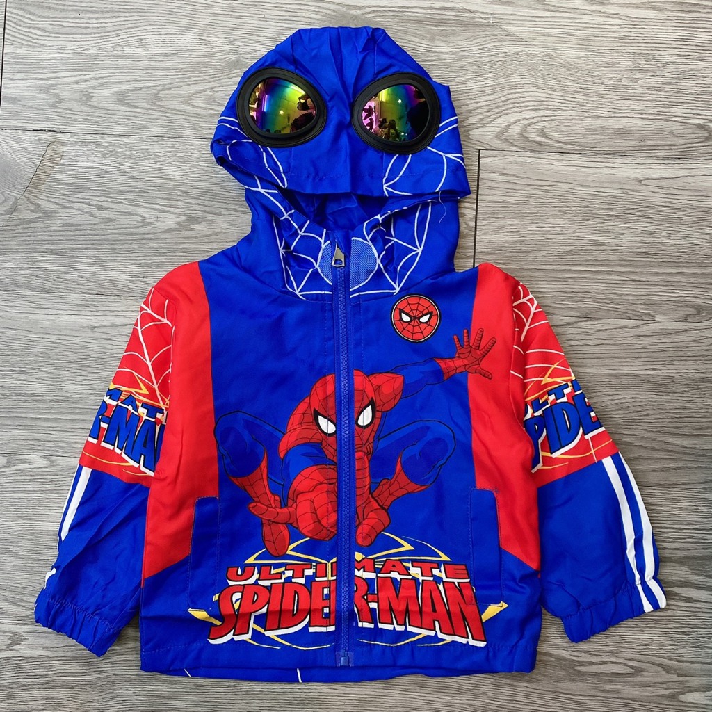Áo khoác gió người nhện 2 lớp hàng QC cho bé - A443