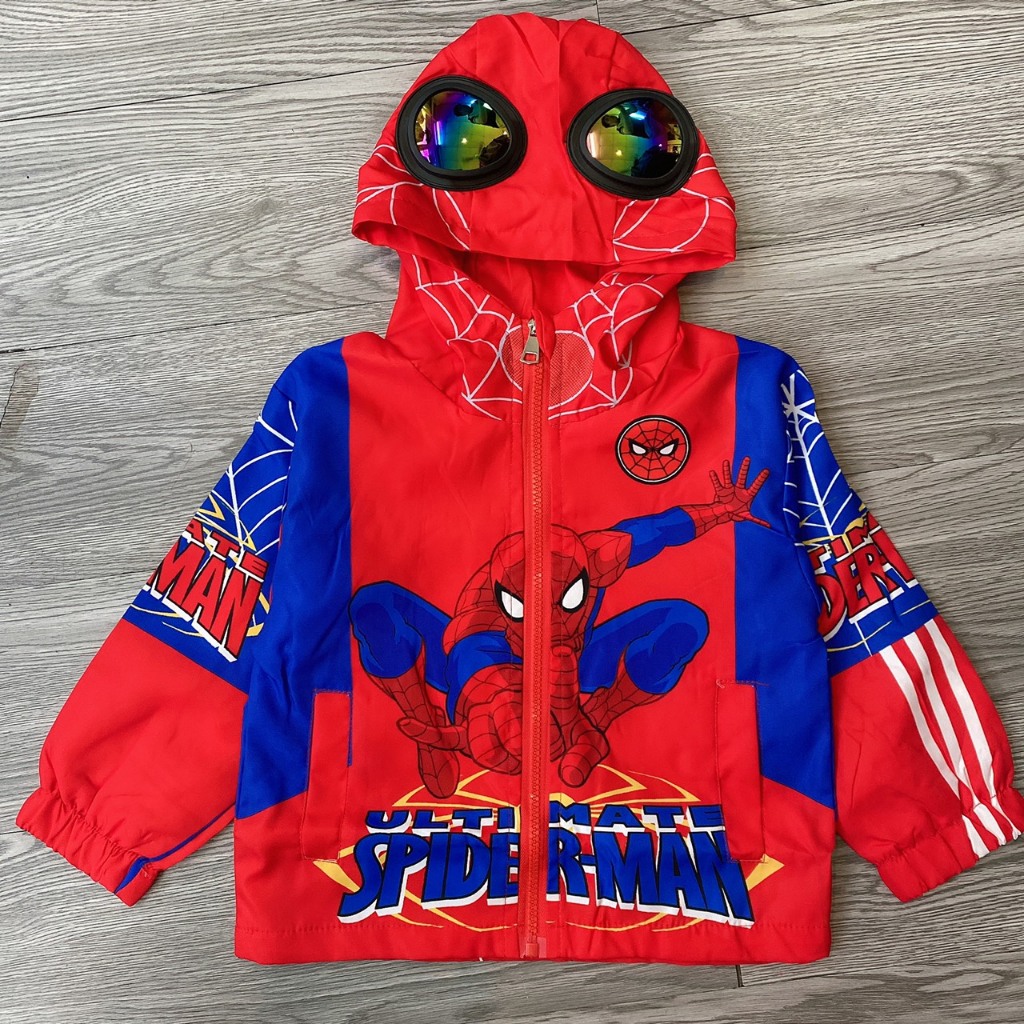Áo khoác gió người nhện 2 lớp hàng QC cho bé - A443