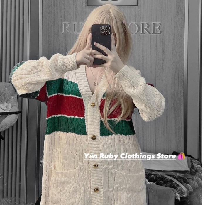 Áo khoác, áo cardigan gúccí bản cao cấp họa tiết thêu nam nữ