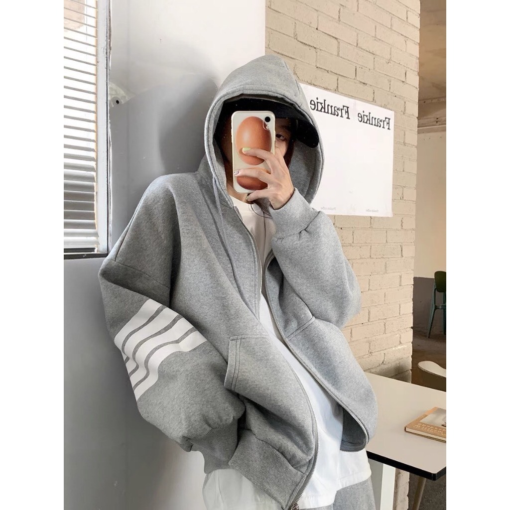 Sét bộ thể thao phối áo hoodie zip thom bốn màu siêu đẹp cho nam nữ