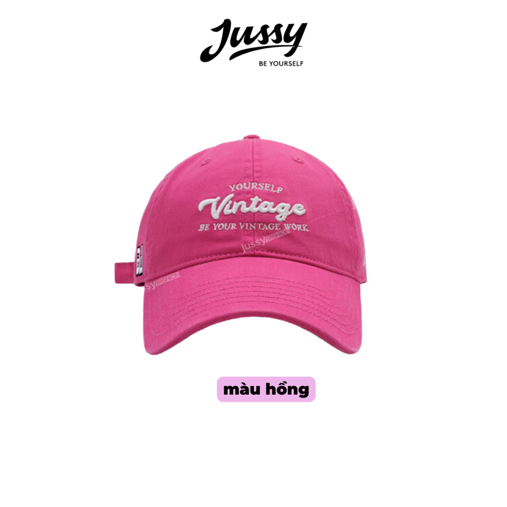 Nón Lưỡi Trai Nam Nữ Thời Trang Jussy Official Thêu Chữ VINTAGE Chất Vải Cotton Thoáng Mát Phong Cách Hàn Quốc Form Mềm