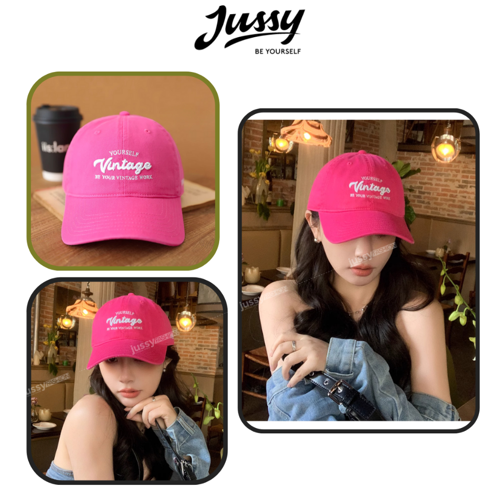 Nón Lưỡi Trai Nam Nữ Thời Trang Jussy Official Thêu Chữ VINTAGE Chất Vải Cotton Thoáng Mát Phong Cách Hàn Quốc Form Mềm