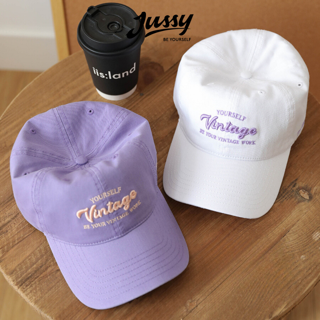Nón Lưỡi Trai Nam Nữ Thời Trang Jussy Official Thêu Chữ VINTAGE Chất Vải Cotton Thoáng Mát Phong Cách Hàn Quốc Form Mềm