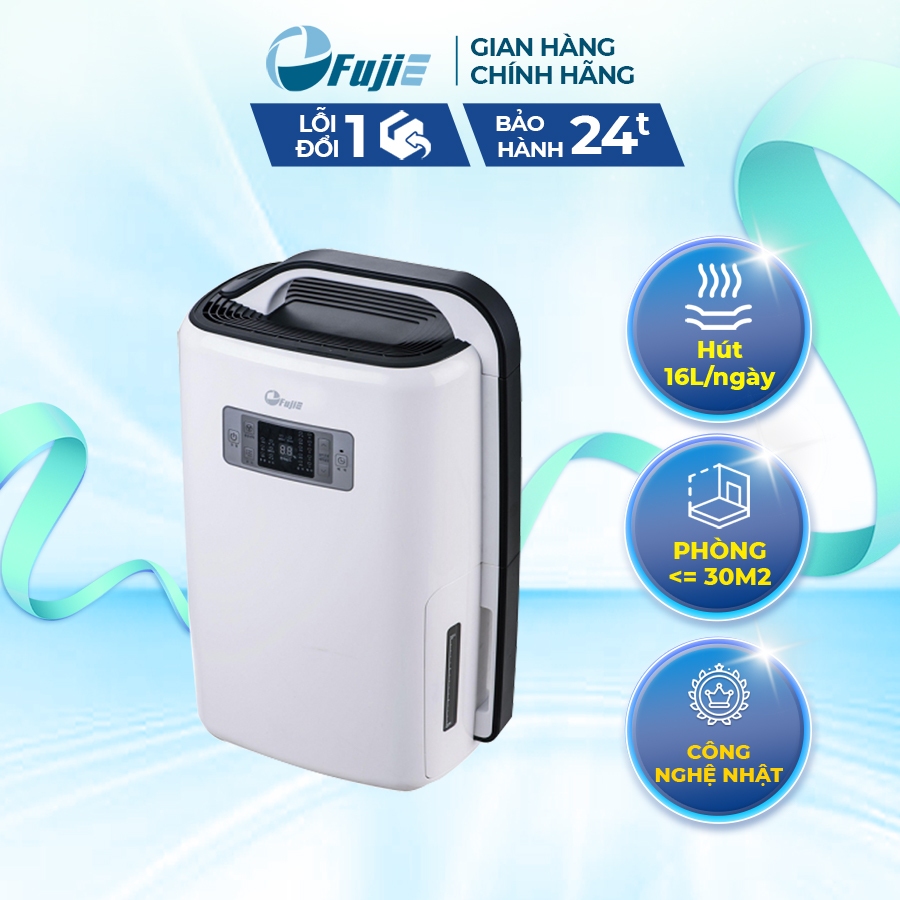 Máy hút ẩm dân dụng FujiE HM-916EC Công suất hút ẩm 16 lít/ngày - Công nghệ Nhật Bản - Bảo hành toàn quốc 24 tháng