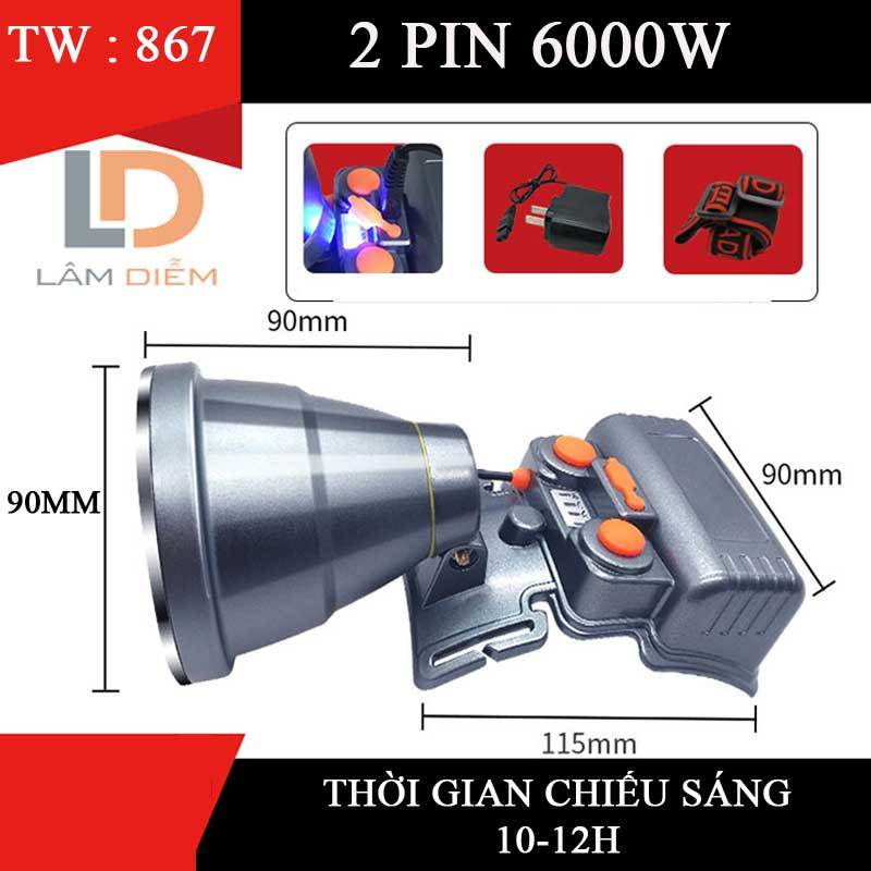 Đèn pin đội đầu pin sạc led siêu sáng kín nước công suất lớn 866 -867 - 530