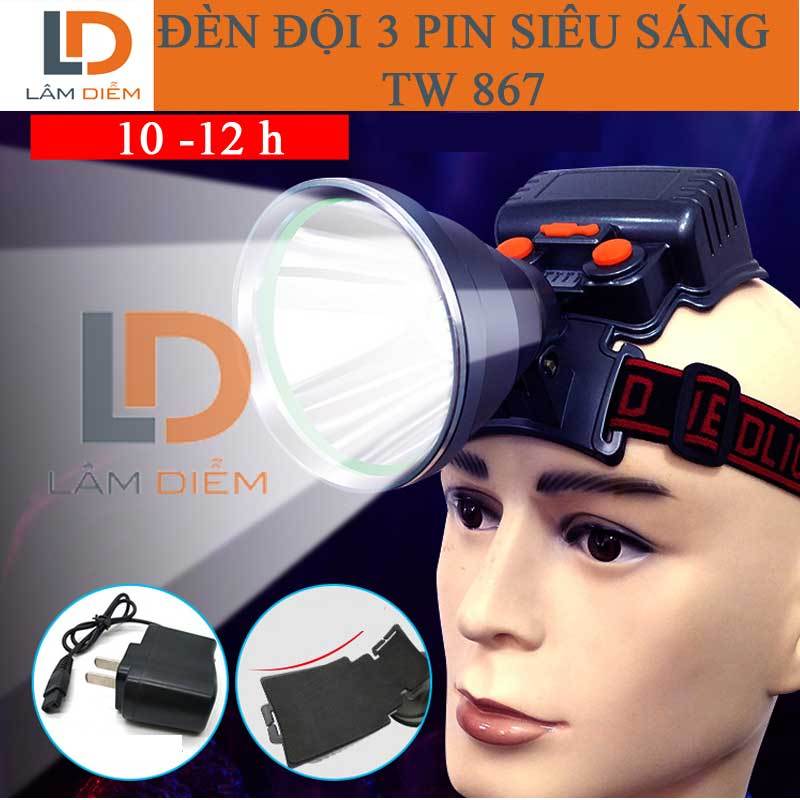 Đèn pin đội đầu pin sạc led siêu sáng kín nước công suất lớn 866 -867 - 530