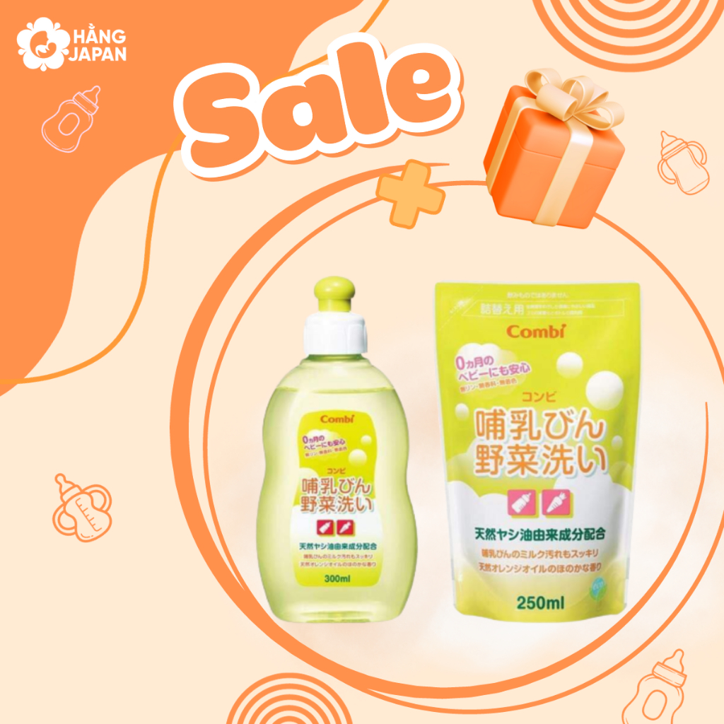 Nước rửa bình sữa Combi Nhật Bản chai 300ml / túi 250ml