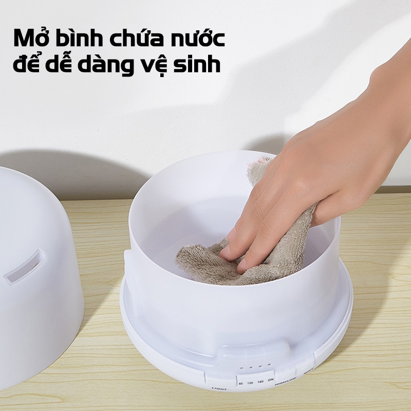 Máy xông tinh dầu siêu âm dung tích 500ml, Phun Sương Tạo Độ Ẩm, đèn LED 7 màu thay đổi