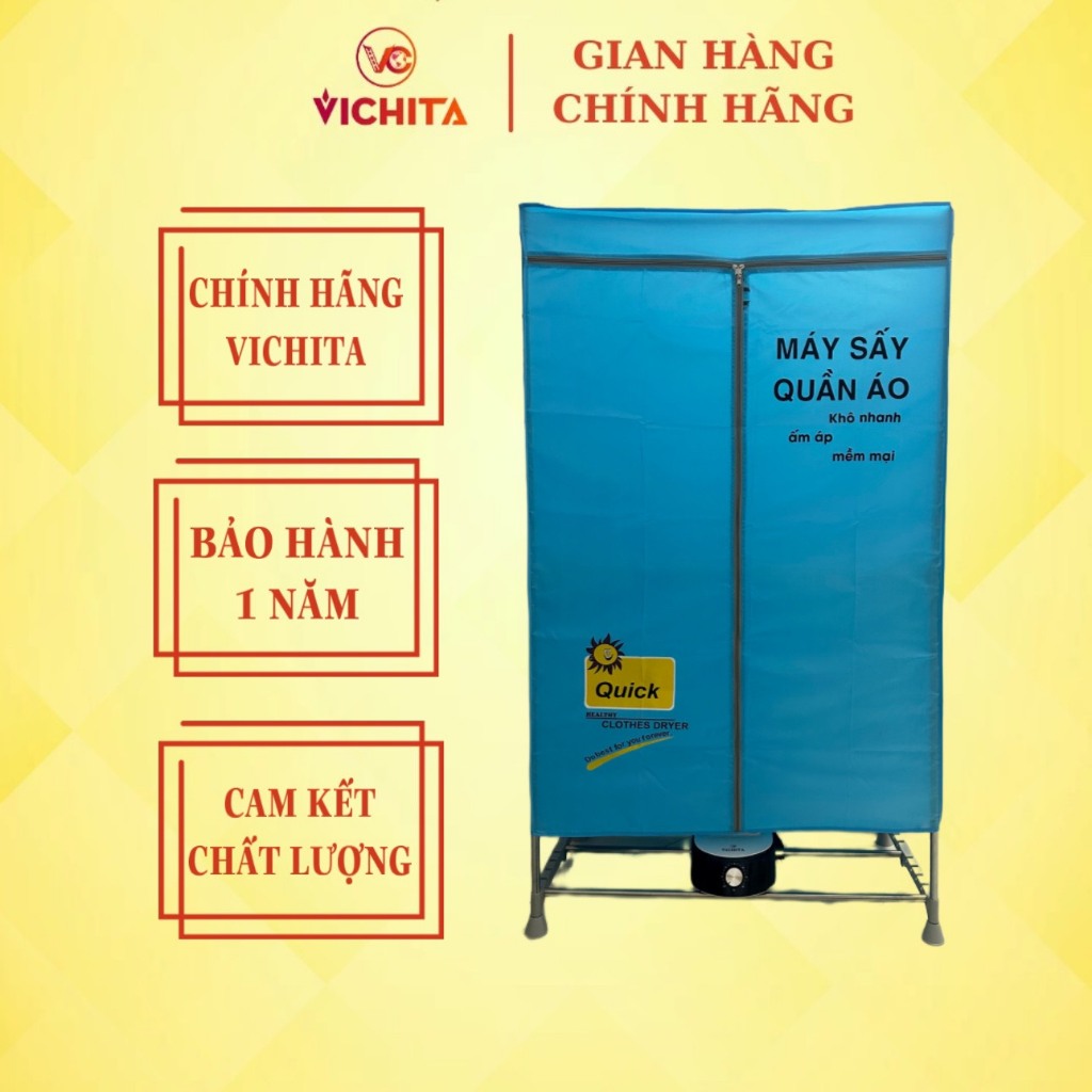 Tủ sấy quần áo công suất 1500W, Máy sấy quần áo VICHITA V900, Sản xuất tại việt nam