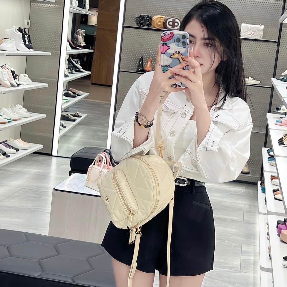 Balo nữ, balo Pê rô mini Pixel trần trám size 18 hàng xuất sịn - Zeni.Store