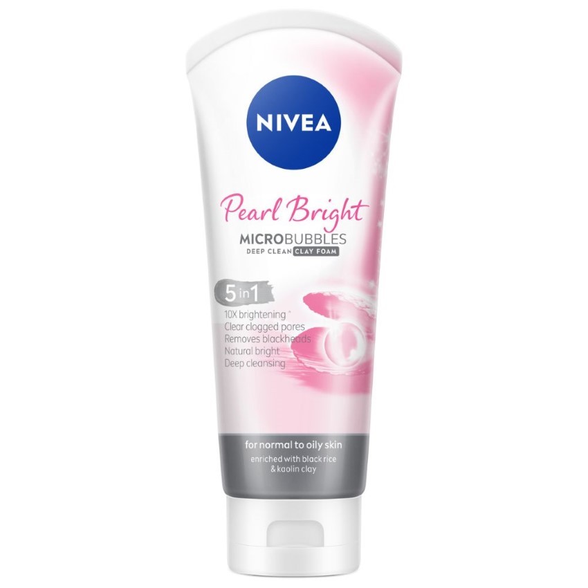 Sữa Rửa Mặt Đất Sét Ngọc Trai Làm Sáng Da Nivea Pearl Bright Micro Bubbles Deep Clean Clay Foam 5IN1 100g