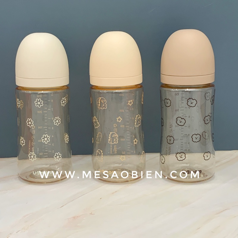 Bình sữa UBMOM phiên bản 2024 họa tiết khủng long cún bông hoa cúc