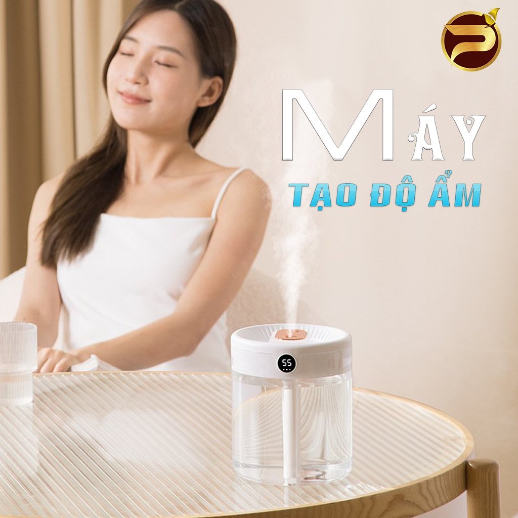 [Có Màn Hình Led] Máy Tạo Ẩm Không Khí, Máy Phun Sương, Dung Tích 2L Sử Dụng USB Có Ánh Sáng Ban Đêm Không Gây Ồn