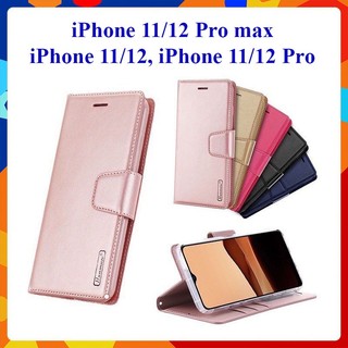 Bao da dạng ví iphone 12, 12 pro, 12 pro max, 11, 11 pro, 11 pro max hiệu hanman có nắp gập, ngăn đựng thẻ tiền tiện lợi