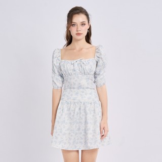 Chân váy mini xòe lụa in hoa Maybi