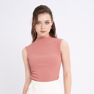 MAYBI Áo ôm thun sọc cổ lọ