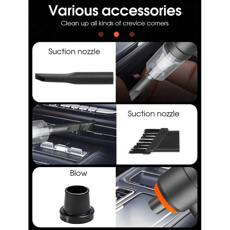 Máy hút bụi không dây TOMURA dùng cho ô tô có vòi hút 2 trong 1 , cầm tay , chế độ hút cao .