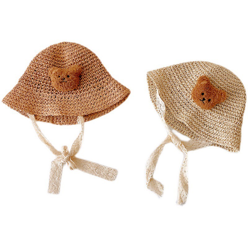 Mũ Sợi Cói Vành Ren Tiểu Thư Cho Bé