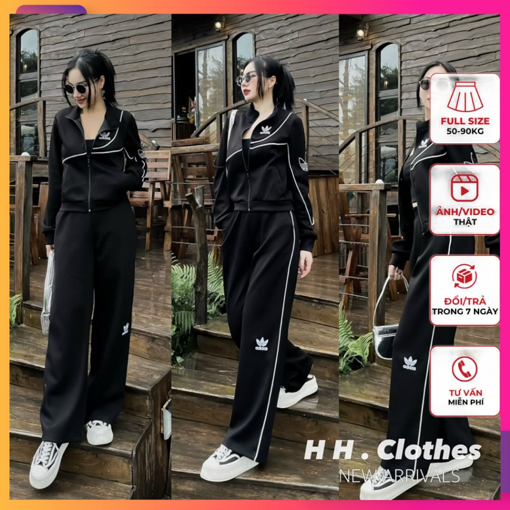 Set Bộ thể thao Adidas nữ thu đông, Croptop chất liệu umi,Cao Cấp,Dày Dặn ,Form Đẹp,Chuẩn,Tôn Dáng