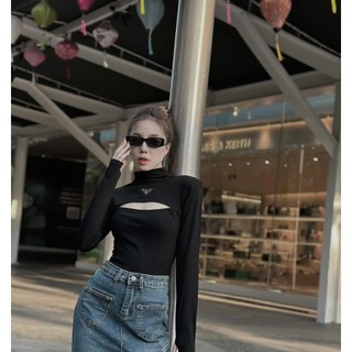 Áo body khoét ngực dài tay sexy cá tính - hannie store