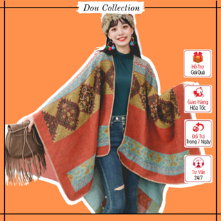  Khăn Choàng Cổ Unisex Khăn Quàng Cổ Giả Cashmere Cao Cấp Họa Tiết Thổ Cẩm Vintage Thời Trang Thu Đông - Mã LN135 