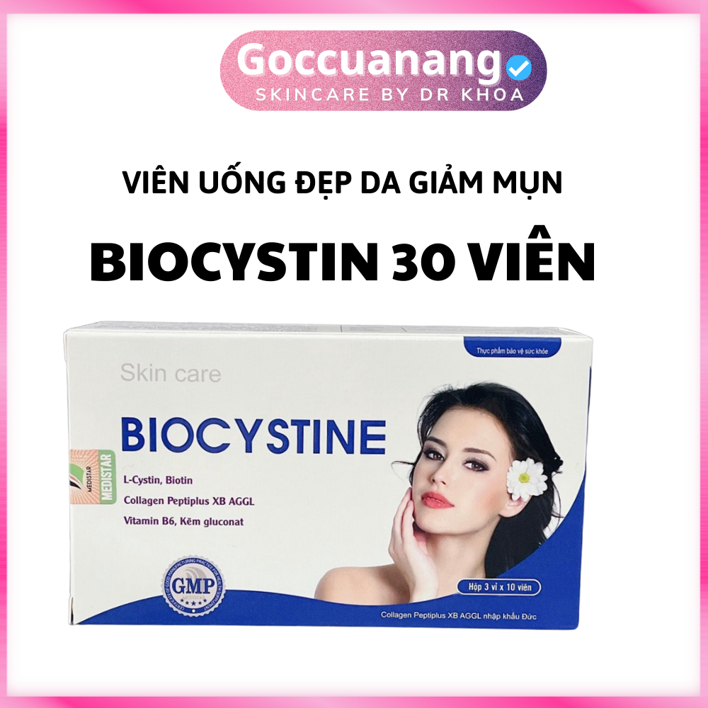 Viên uống đẹp da và giảm rụng tóc Biocystine 30v chống lão hóa