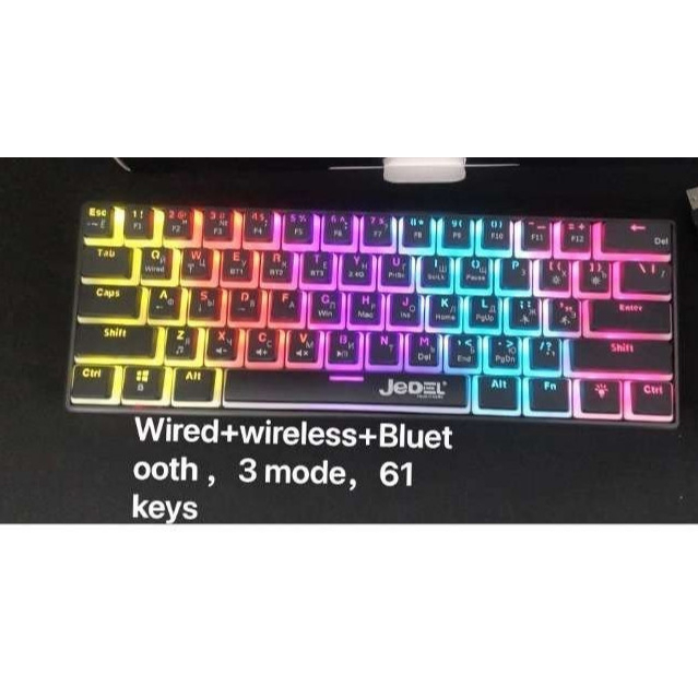 Bàn phím cơ mini Không dây + Bluetooth Jedel KL125 Blue Switch tích hợp 22 chế độ led