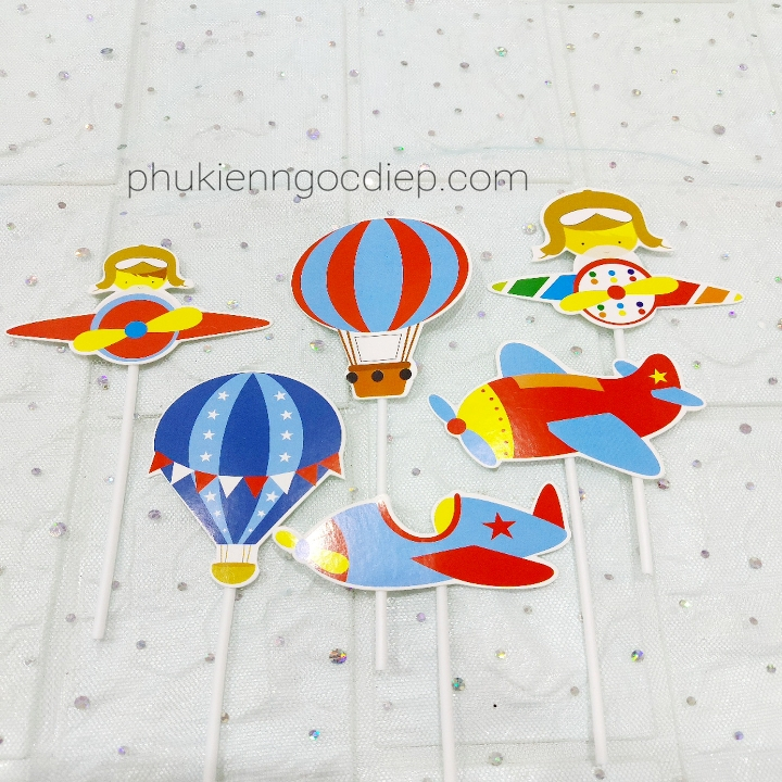 set giấy 2 máy bay khí cầu