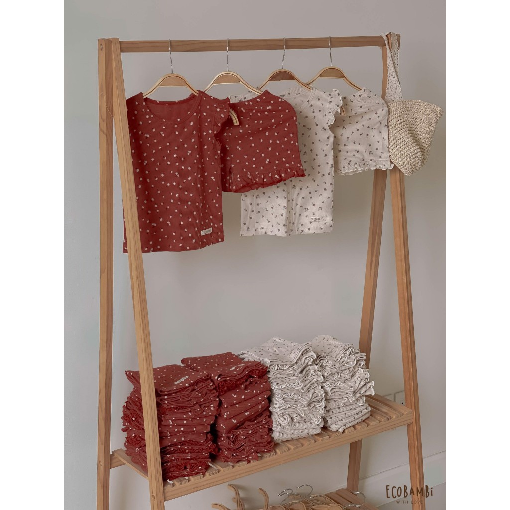 Bộ cotton thun Hàn bé gái Tay Cánh Tiên Ecobambi