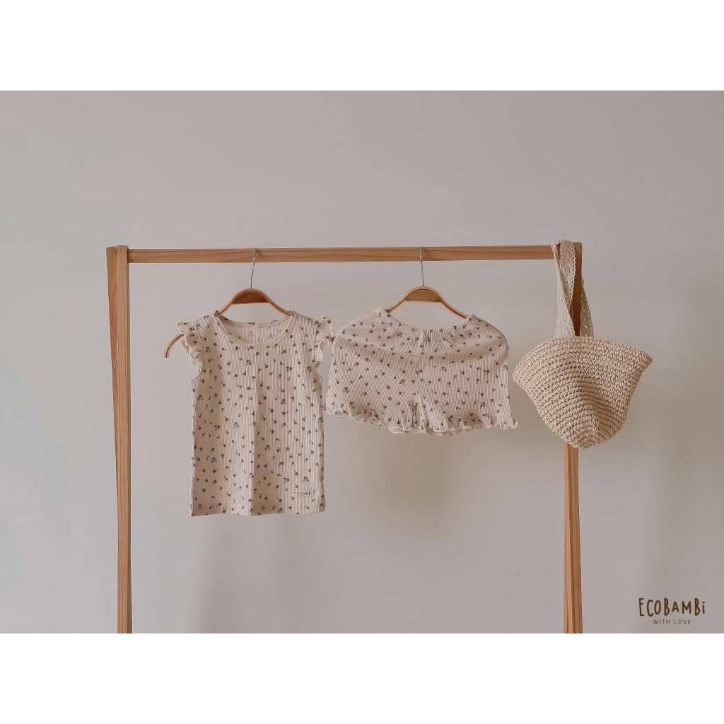 Bộ cotton thun Hàn bé gái Tay Cánh Tiên Ecobambi