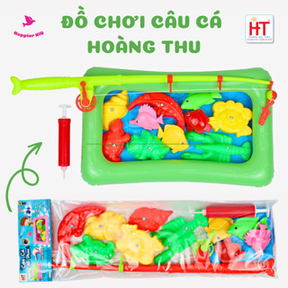 Đồ chơi câu cá nam châm size lớn Hoàng Thu Việt Nam, gồm 1 cần câu + 1 bể phao + 11 con cá các loại