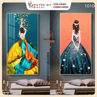 20 Mẫu Tranh cô gái tráng gương pha lê khung nhựa cứng compesite