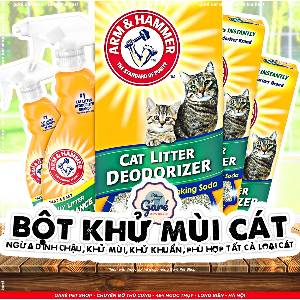 Bột khử mùi cát ARM & HAMMER khử mùi hôi cát vệ sinh cho Mèo hàng nhập Mỹ Cat Litter Deodorizer Garé Pet Shop