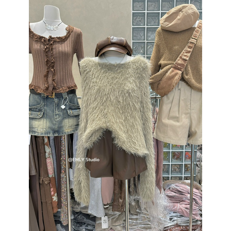 Áo Len Lông Thỏ Dài Tay Cao Cấp Phong Cách Hàn Quốc 🇰🇷