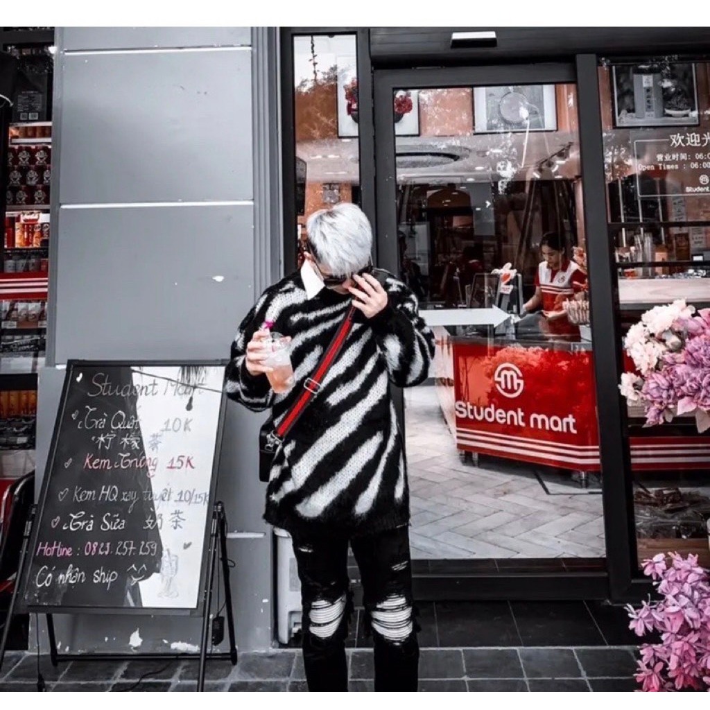 Áo Len sọc vằn dang siêu hót chất dày dặn dành cho boy phố nam nữ new 2024.