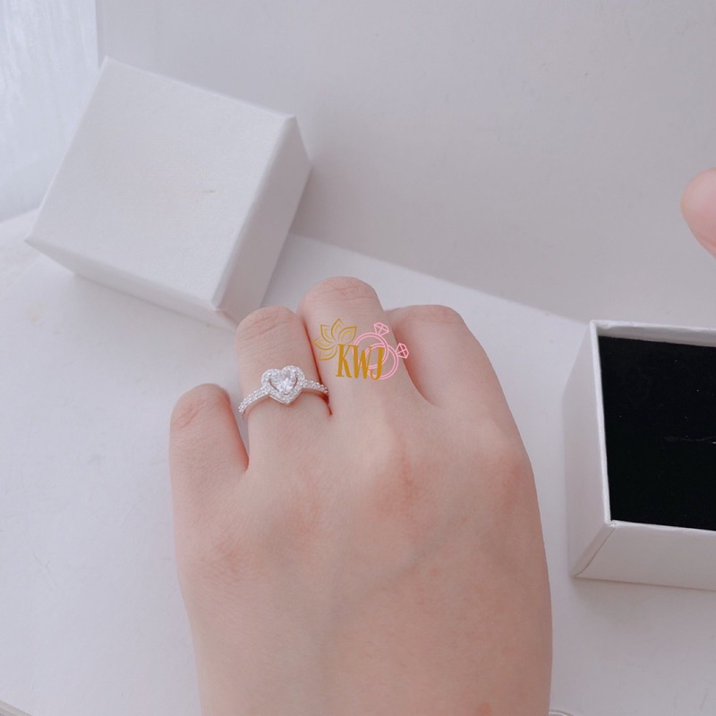 Nhẫn nữ hình tim đính đá,xinh xắn. nhẫn bạc ta.