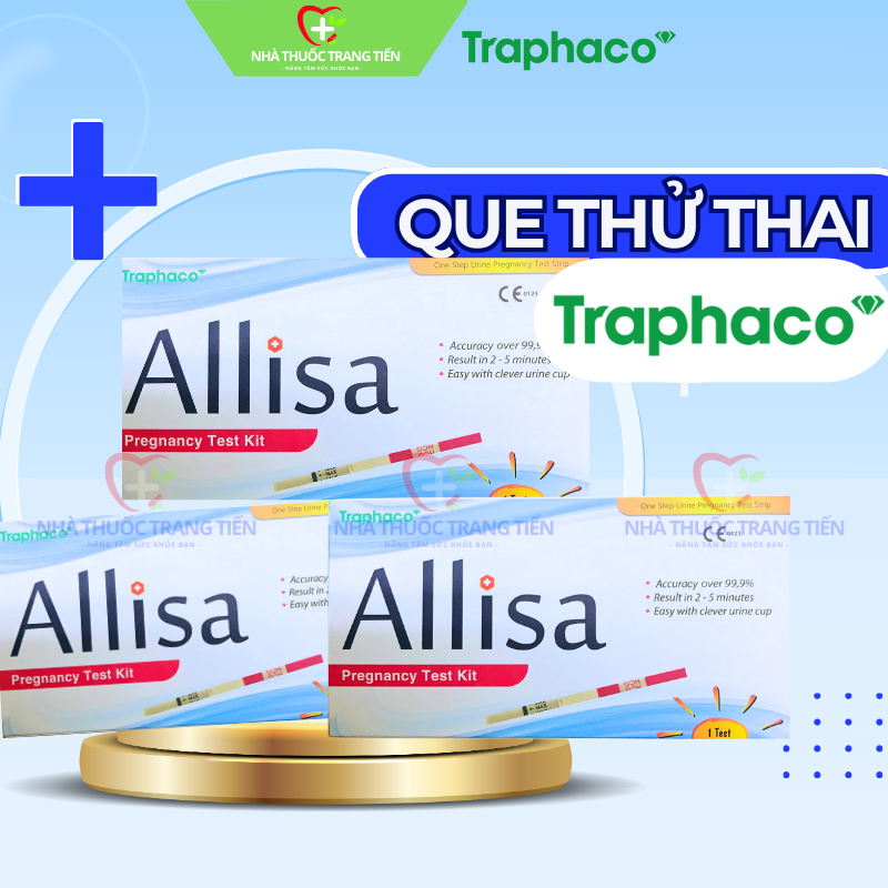 Que thử thai Allisa Traphaco, đạt chuẩn xuất Châu Âu, chính xác Mọi Thời Điểm Trong Ngày (Hộp 1 Que)