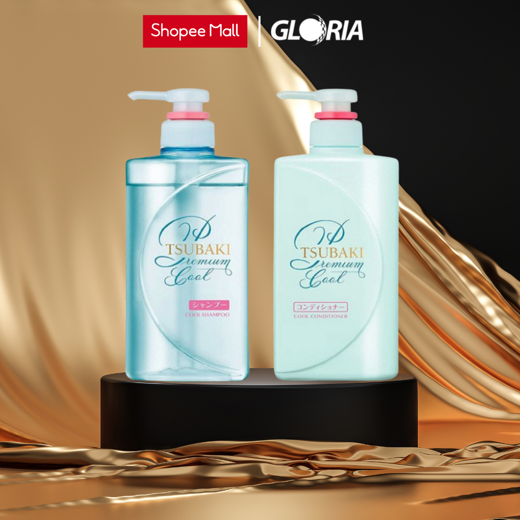 Bộ Đôi Gội Xả Sạch Dầu Mát Lạnh Tsubaki Premium Cool 490ml/Chai