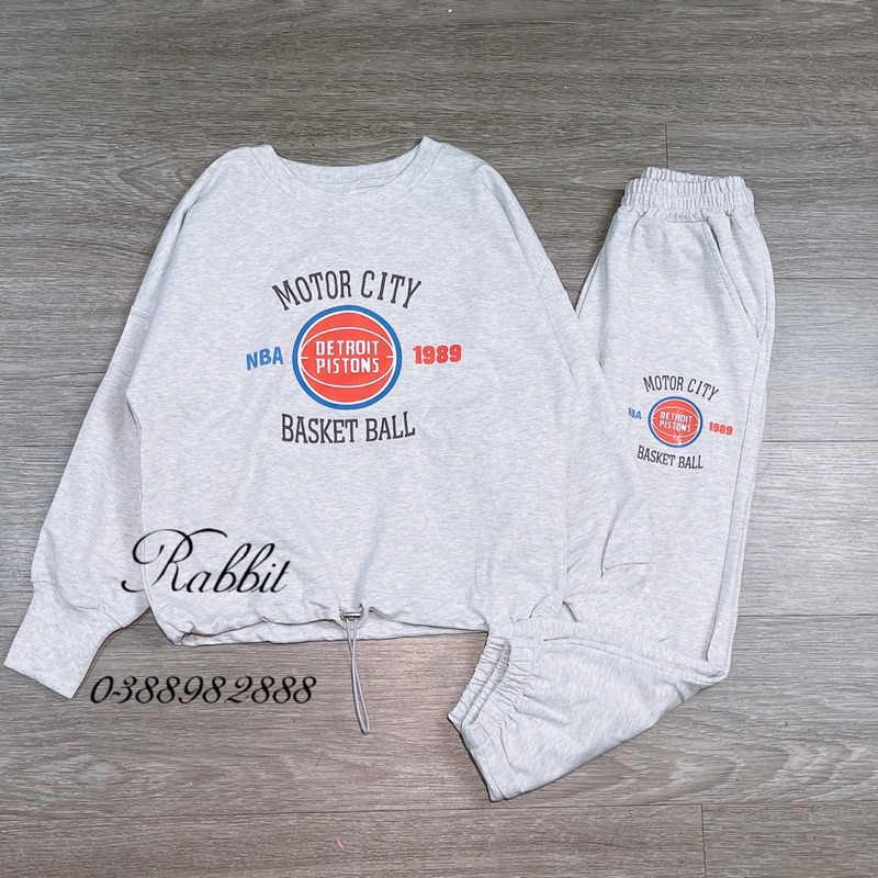 Bộ nỉ da cá ghi Motor Melisa