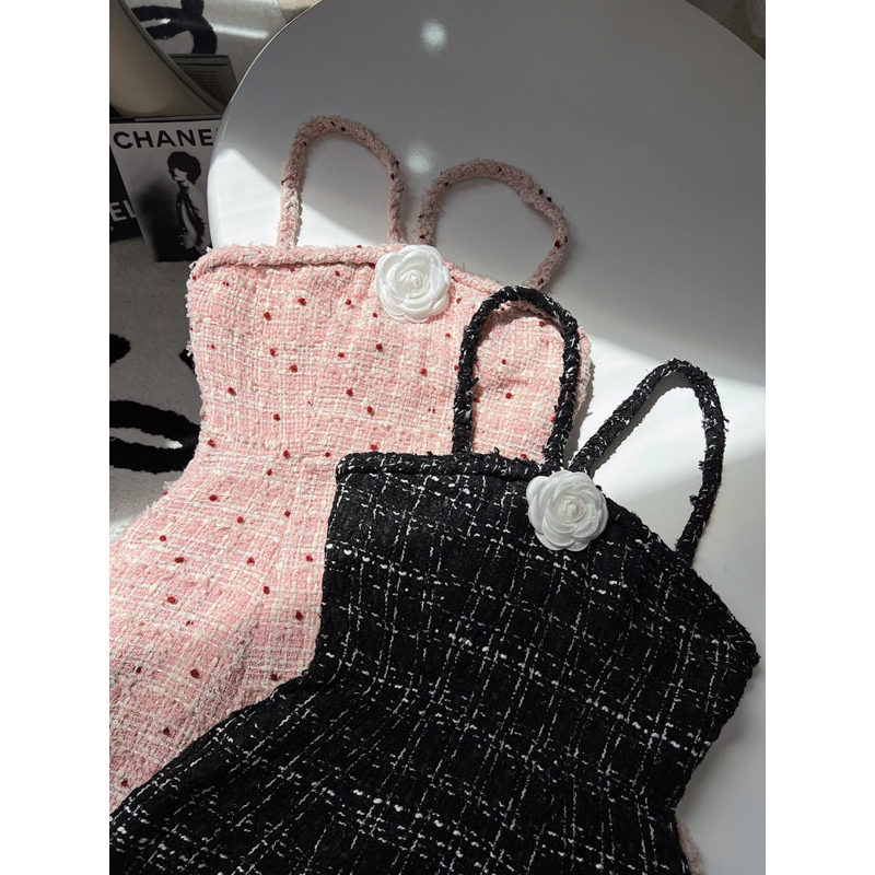 Đầm yếm dạ hoa trà