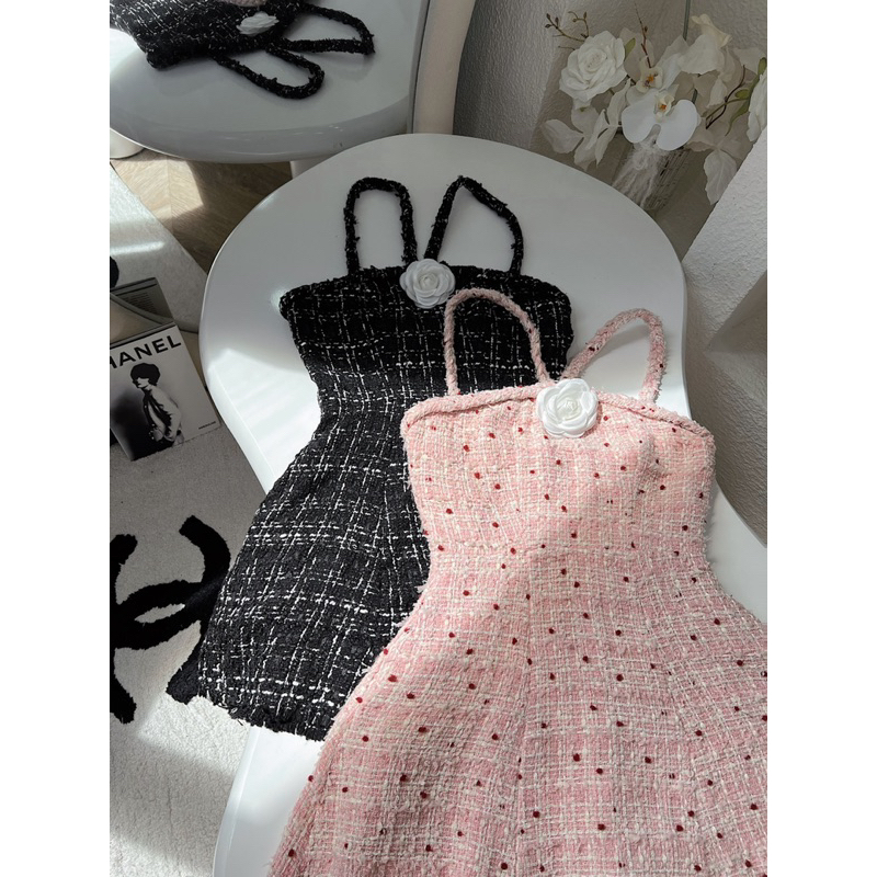 Đầm yếm dạ hoa trà