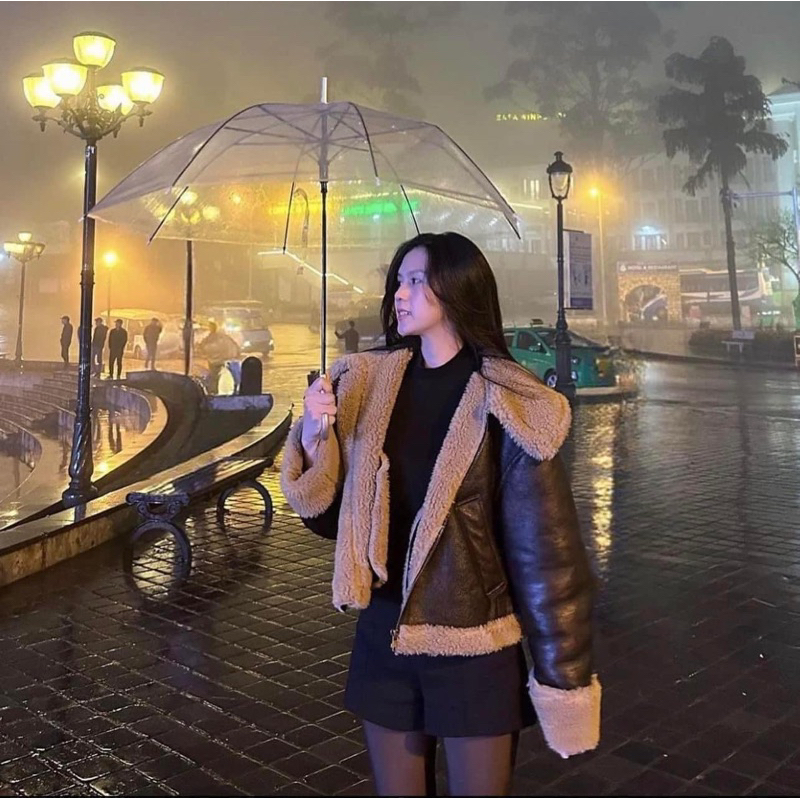 Áo khoác da lót lông cao cấp ZARA xuất dư