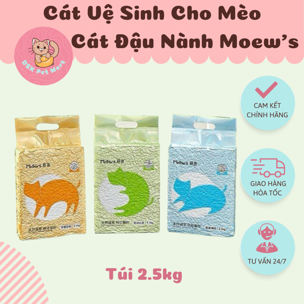 Cát Vệ Sinh Cho Mèo - Cát Đậu Nành Moew's Túi 2.5kg