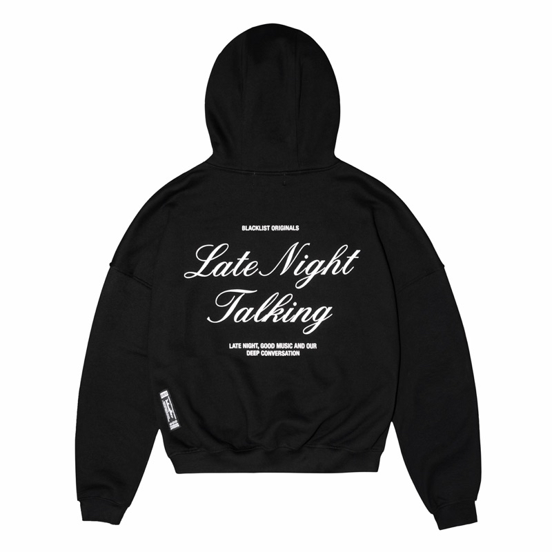 Áo Hoodie Boxy Nỉ 100% Cotton BLACKLIST | LATE NIGHT TALKING BOXY HOODIE