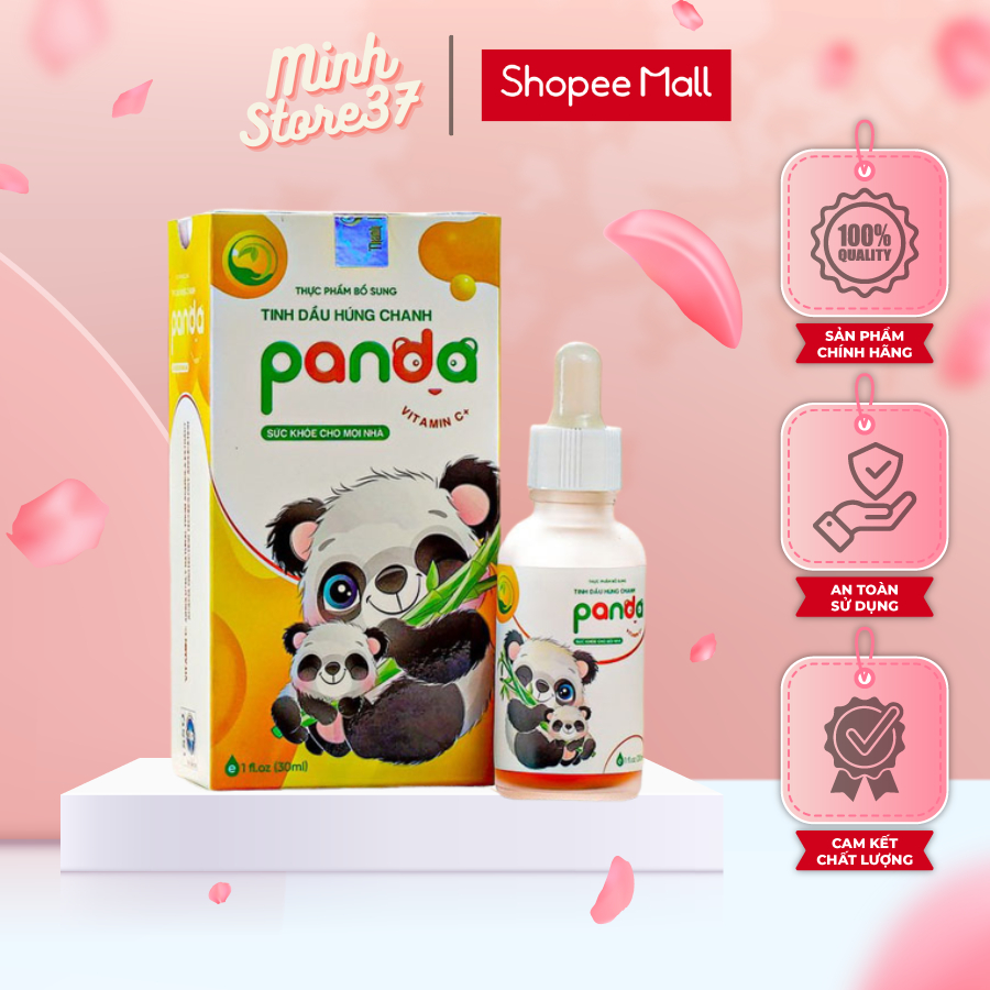 Tinh Dầu Húng Chanh Lên Men Panda Thanh Mộc Hương Giảm Ho Sổ Mũi Tăng Sức Đề Kháng Cho Trẻ  30ml