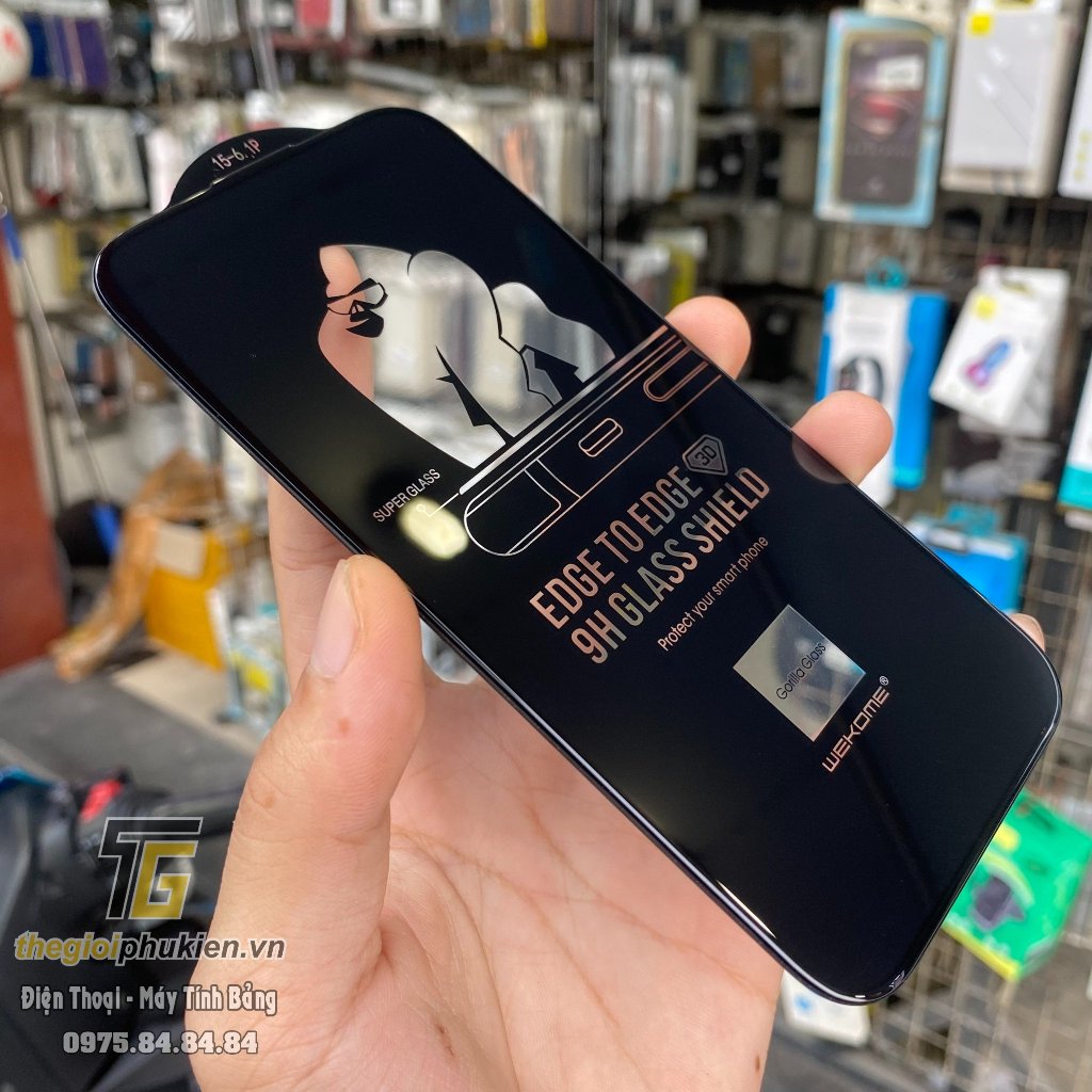 Tấm kính cường lực full màn hình iPhone 15 Pro Max chính hãng WEKOME hộp kim loại