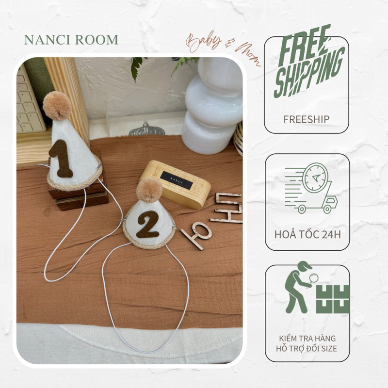 Nón số sinh nhật có quai em bé